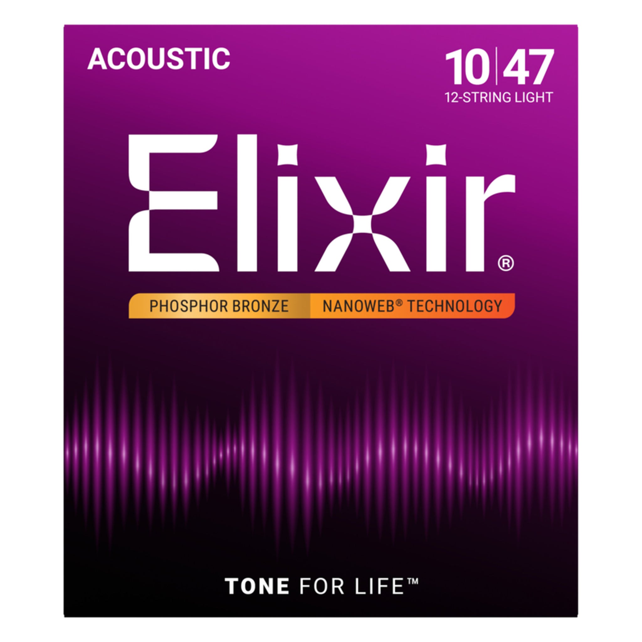 Elixir Phosphor Bronze 12-String Acoustic Guitar Strings NANOWEB Light (010-047)
