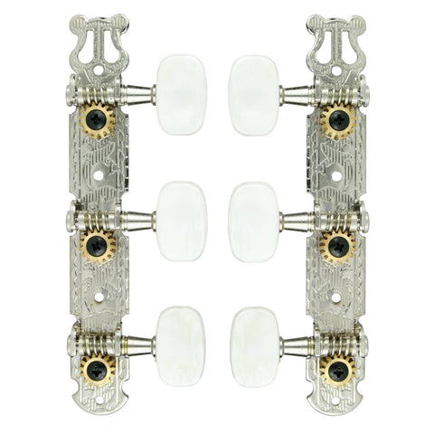 Ovation Nickel Classical Guitar Tuning Machines Set, White Pegs, J-78NIM