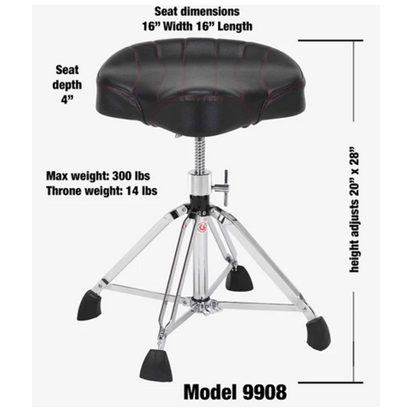 Gibraltar 9000 Series 4-Post Oversized Saddle Drum Throne