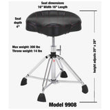 Gibraltar 9000 Series 4-Post Oversized Saddle Drum Throne