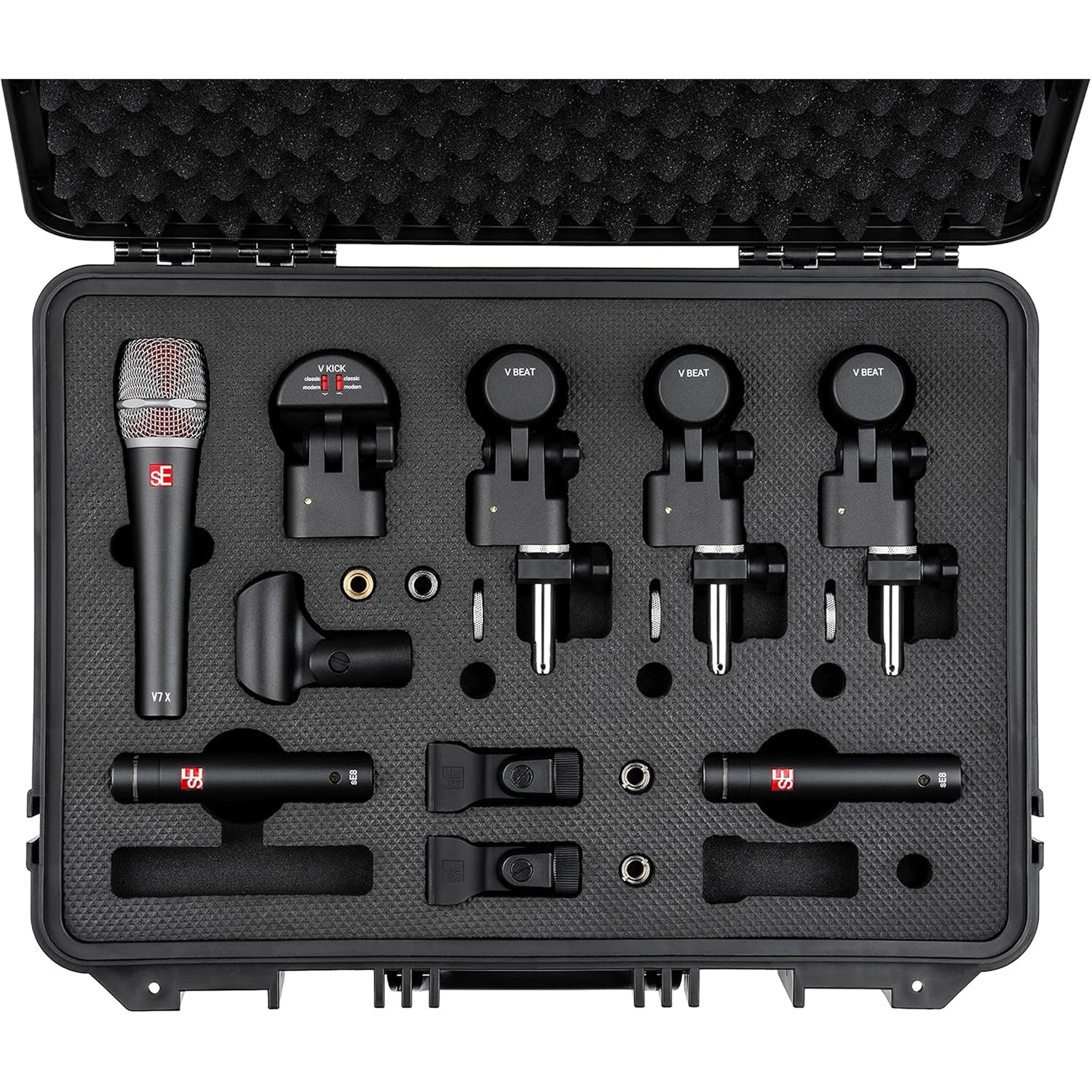 sE Electronics V Pack feat V Kick, 3 V Beat w/clamps, V7 X Pair of sE8 with Case