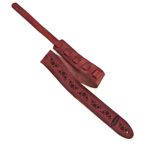 Ovation Guitar Premium Leather Strap Signature Epaulet Ruby Red