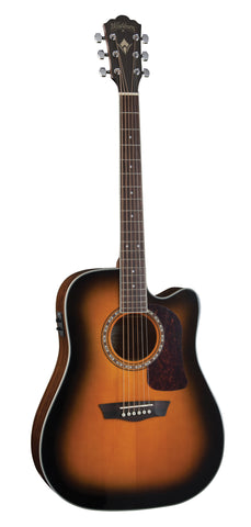 Washburn D10SCE Heritage 10 Series Acoustic Electric Guitar. Tobacco Burst