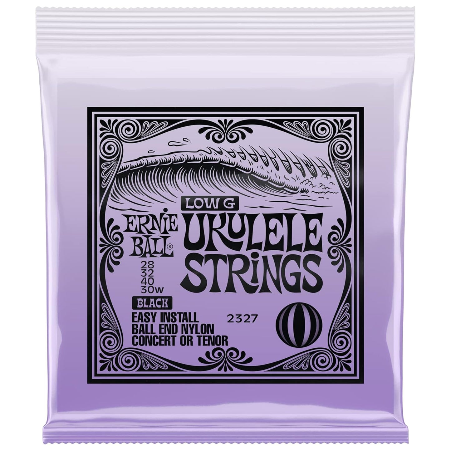 Ernie Ball Concert/Tenor Wound Low G Nylon Ball End Ukulele Strings - Black