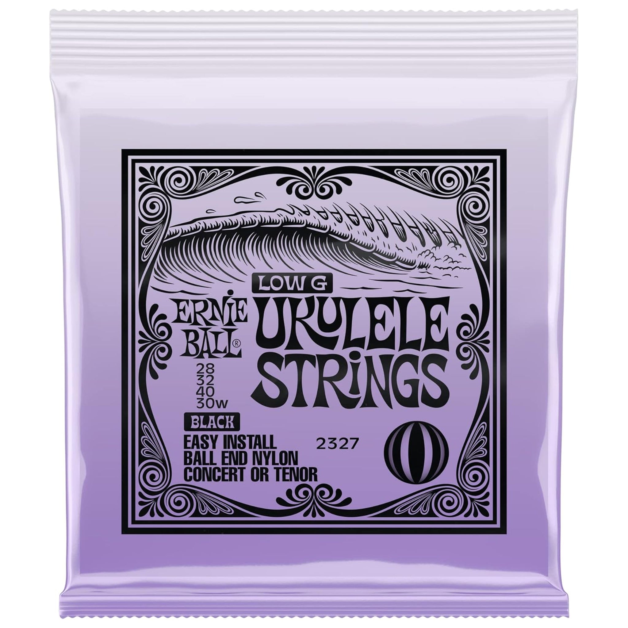 Ernie Ball Concert/Tenor Wound Low G Nylon Ball End Ukulele Strings - Black
