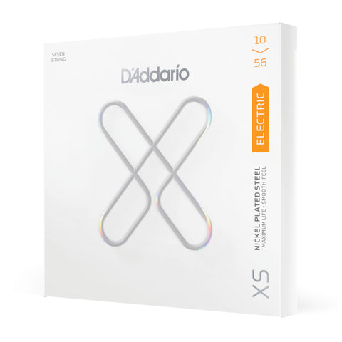 D'Addario XS Electric Guitar 7-String Nickel Plated Steel, Reg Light 10-56