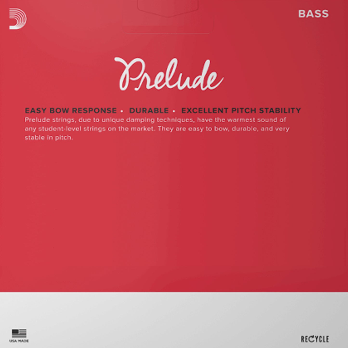 D'Addario Prelude Bass Single A String, 1/4 Scale, Medium Tension, Bulk 10-Pack