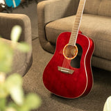 Washburn WD100DLTWRK-U Dreadnought Wine Red Acoustic Guitar with Gigbag