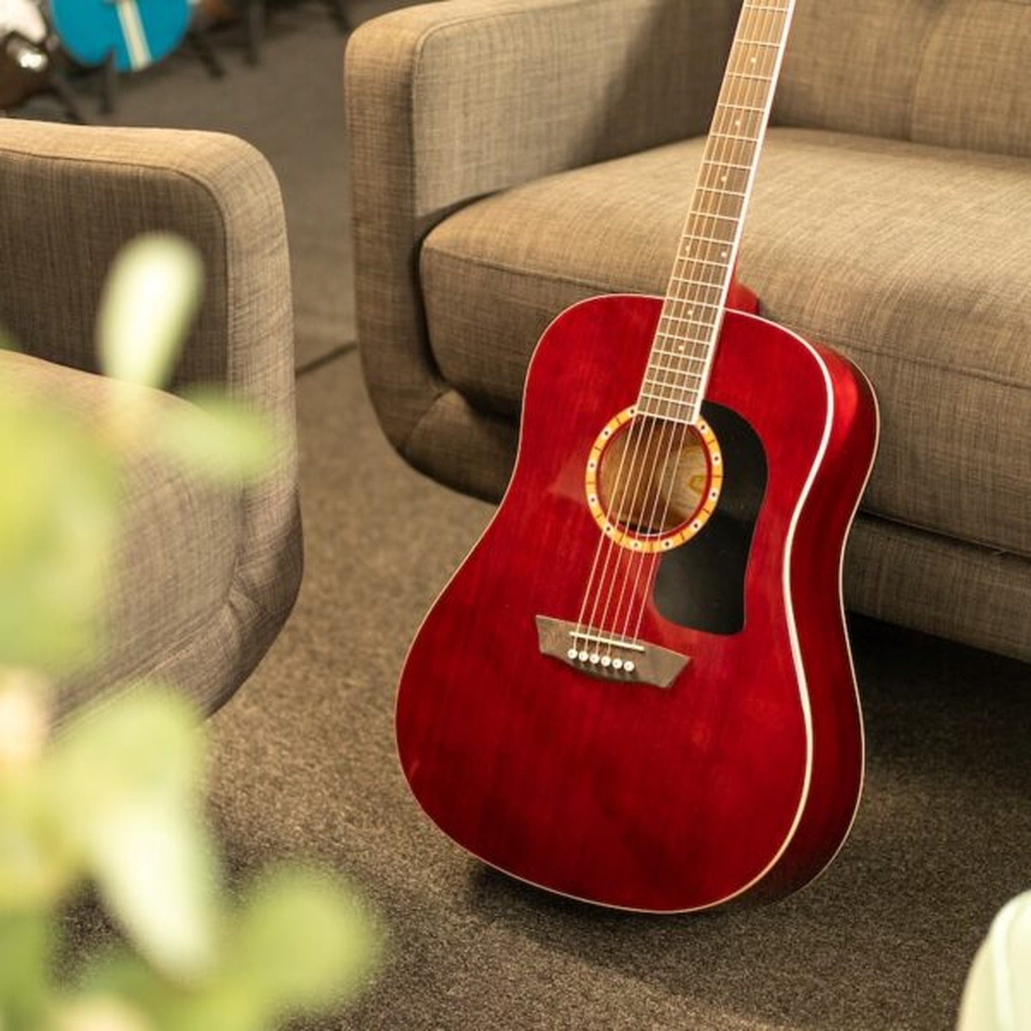 Washburn WD100DLTWRK-U Dreadnought Wine Red Acoustic Guitar with Gigbag