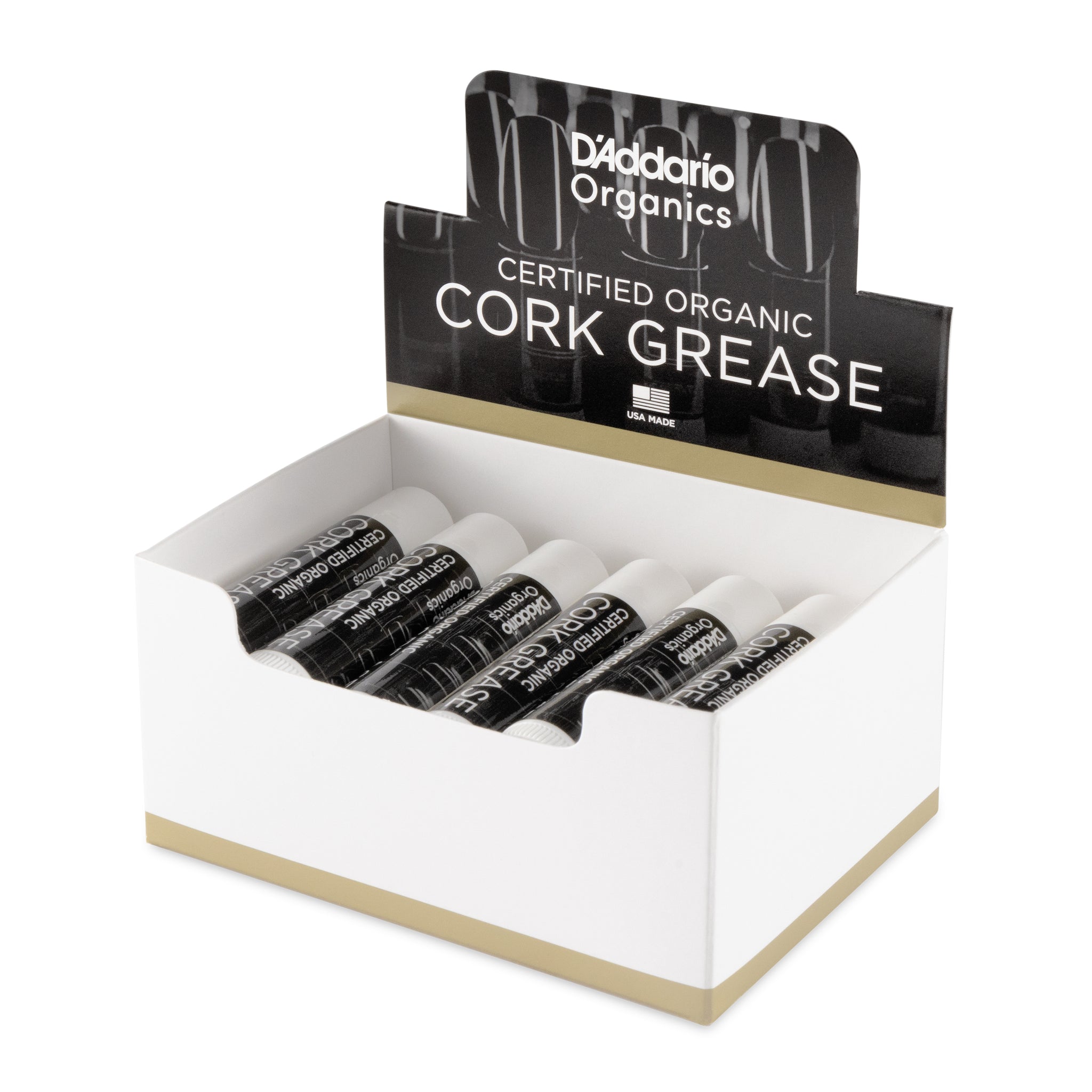 D'Addario Organic Cork Grease, Box of 12 Tubes