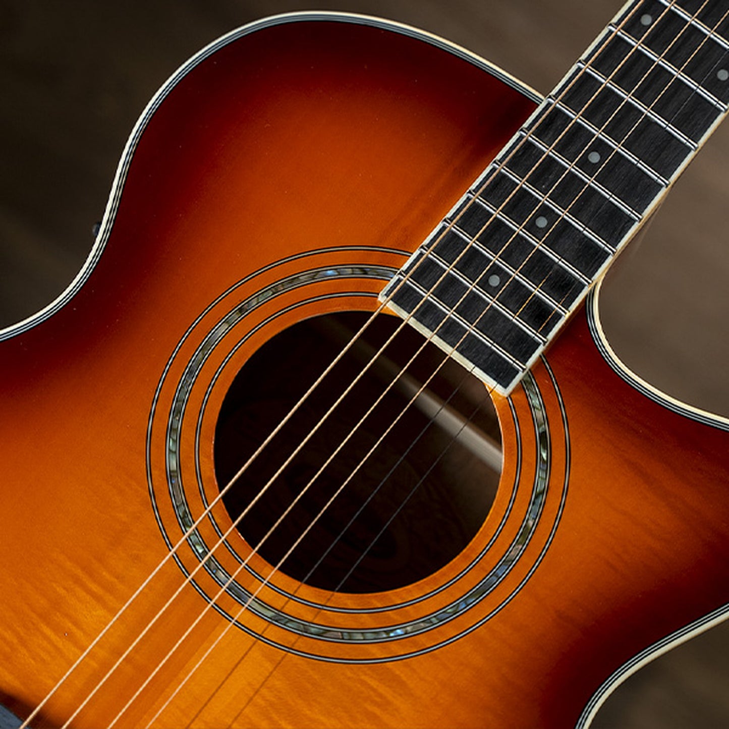 Washburn EA15 Festival Series Mini Jumbo Acoustic Electric Guitar. Ice Tea Burst