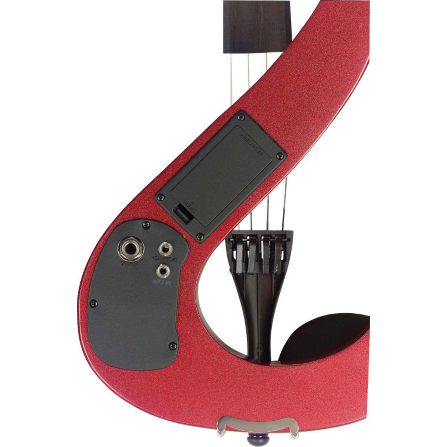 Stagg 4/4 Electric Violin Set With S-shaped Metallic Red, Case & Headphones