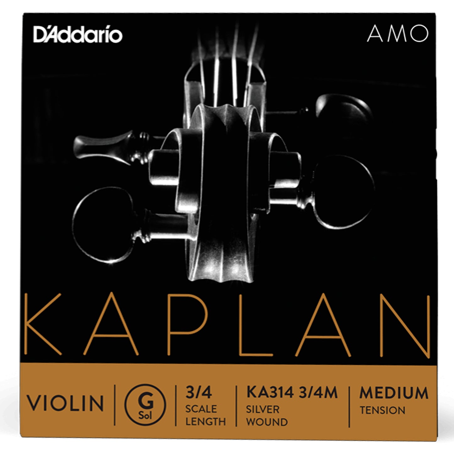 D'Addario Kaplan Amo Violin G String, 3/4 Scale, Medium Tension