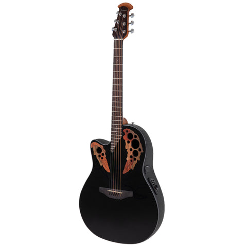 Ovation Celebrity Elite Mid Depth, Lefty Acoustic Electric Guitar, Black