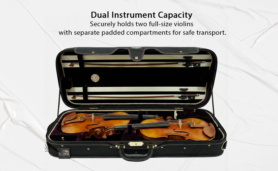 D’Luca Pro Series CP04M Double Violin Case Black-Burgundy