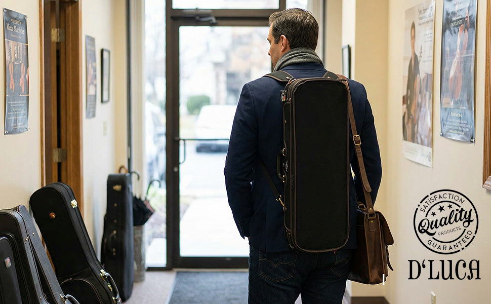D’Luca Pro Series CP04M Double Violin Case Black-Burgundy