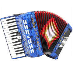 D'Luca Grand Piano Accordion 3 Switches 30 Keys 48 Bass with Case and Straps, Blue