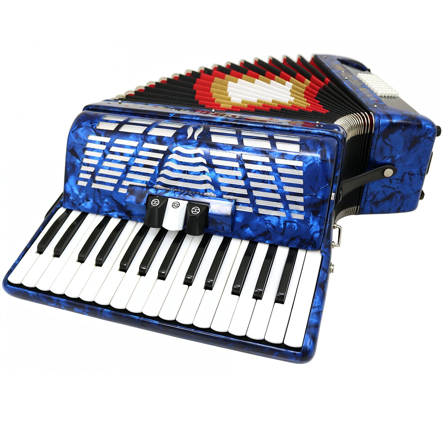D'Luca Grand Piano Accordion 3 Switches 30 Keys 48 Bass with Case and Straps, Blue