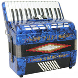 D'Luca Grand Piano Accordion 3 Switches 30 Keys 48 Bass with Case and Straps, Blue