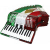 D'Luca Grand Piano Accordion 3 Switches 30 Keys 48 Bass with Case and Straps, Red, White, Green