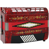 D'Luca Grand Piano Accordion 3 Switches 30 Keys 48 Bass with Case and Straps, Red