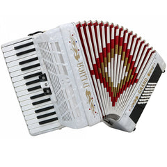 D'Luca Grand Piano Accordion 3 Switches 30 Keys 48 Bass with Case and Straps, White