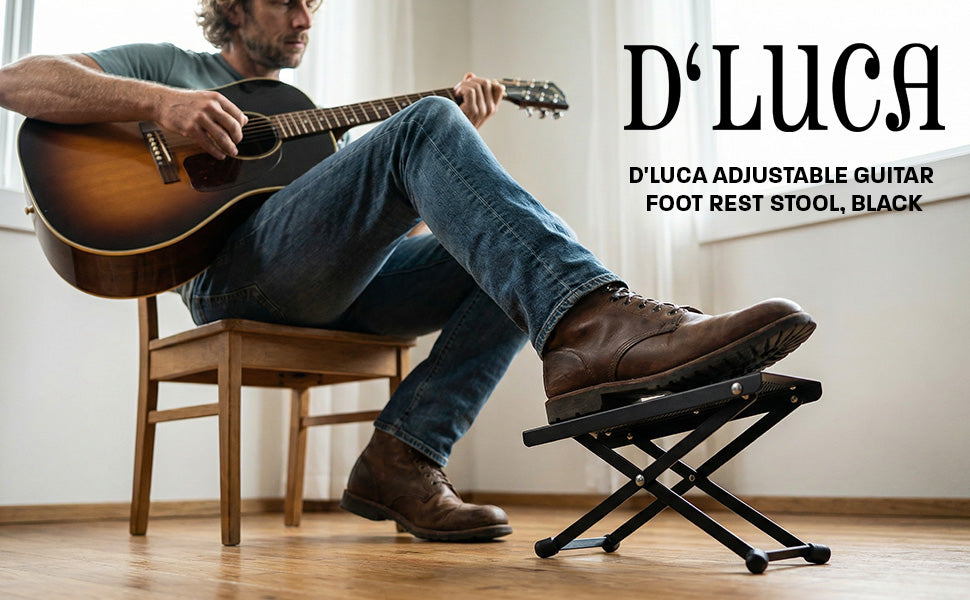 D'Luca Adjustable Guitar Foot Rest Stool, Black