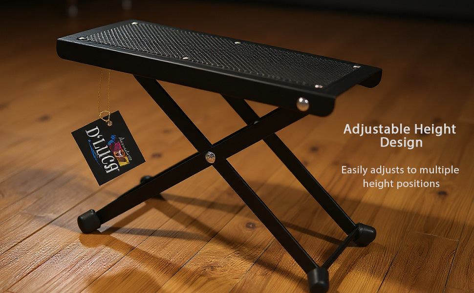 D'Luca Adjustable Guitar Foot Rest Stool, Black