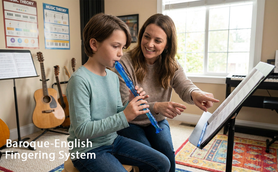D'Luca Student 3 Piece Recorder Flute Blue