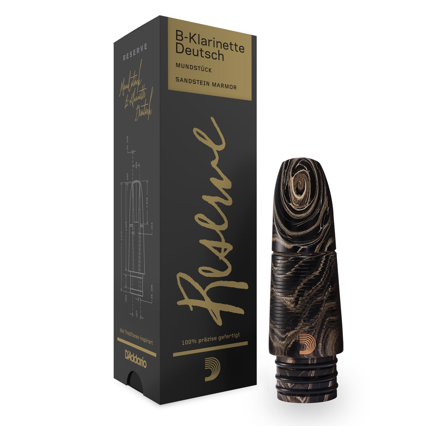 D'Addario Reserve German Clarinet Marble Mouthpiece