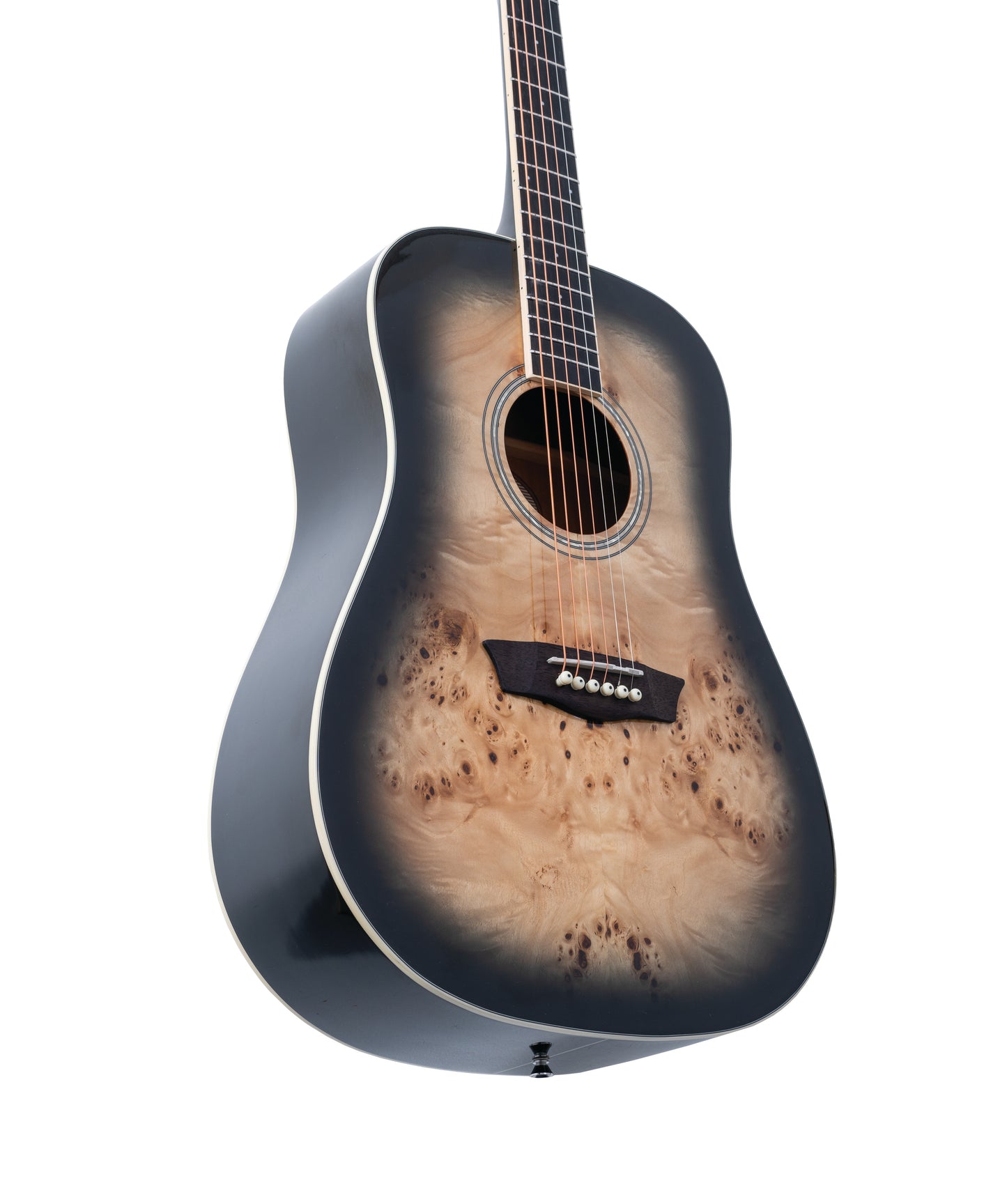 Washburn DFBDB Deep Forest Burl Dreadnought Acoustic Guitar. Black Fade