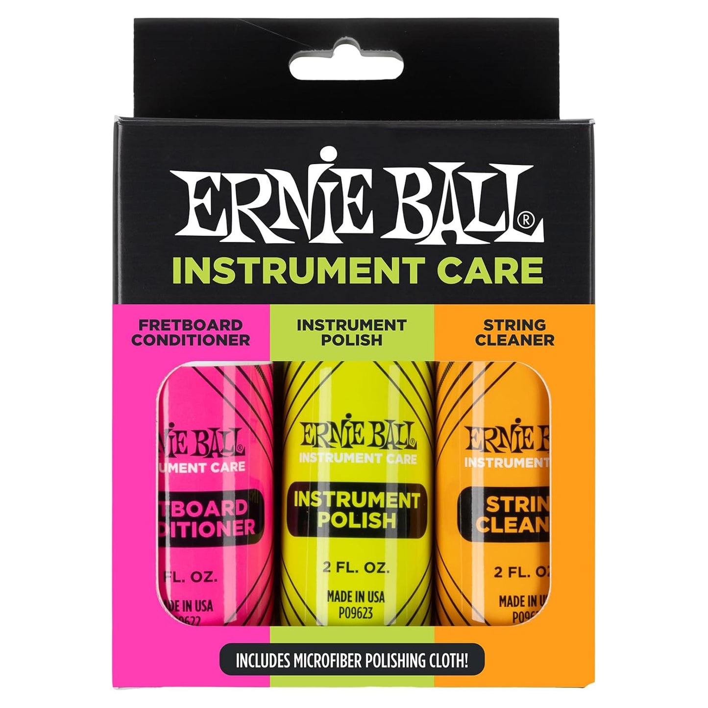Ernie Ball Instrument Care 3-pack w/Microfiber Polish Cloth