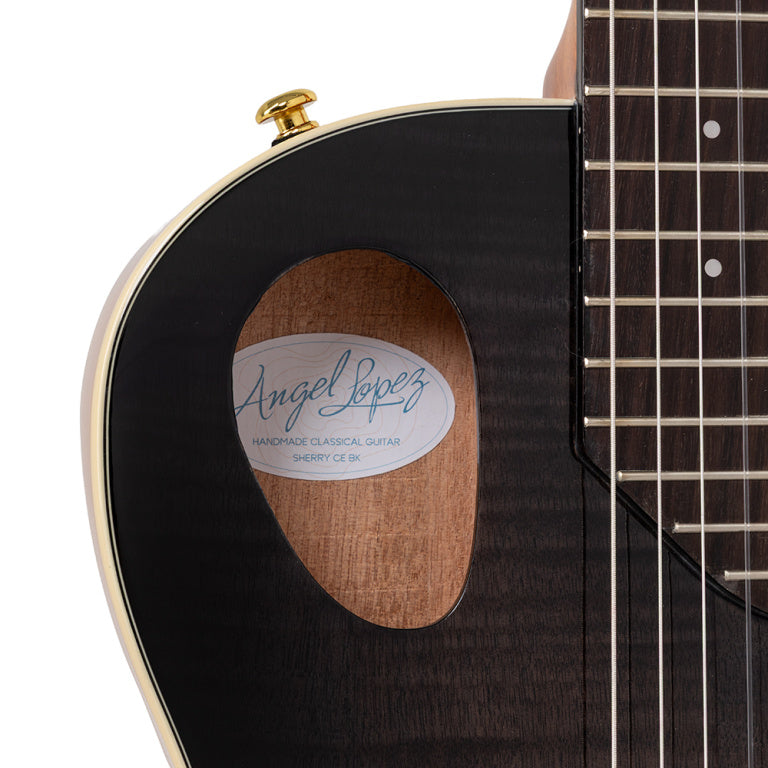 Angel Lopez Hybrid Nylon Electric Semi-Acoustic Guitar, Black