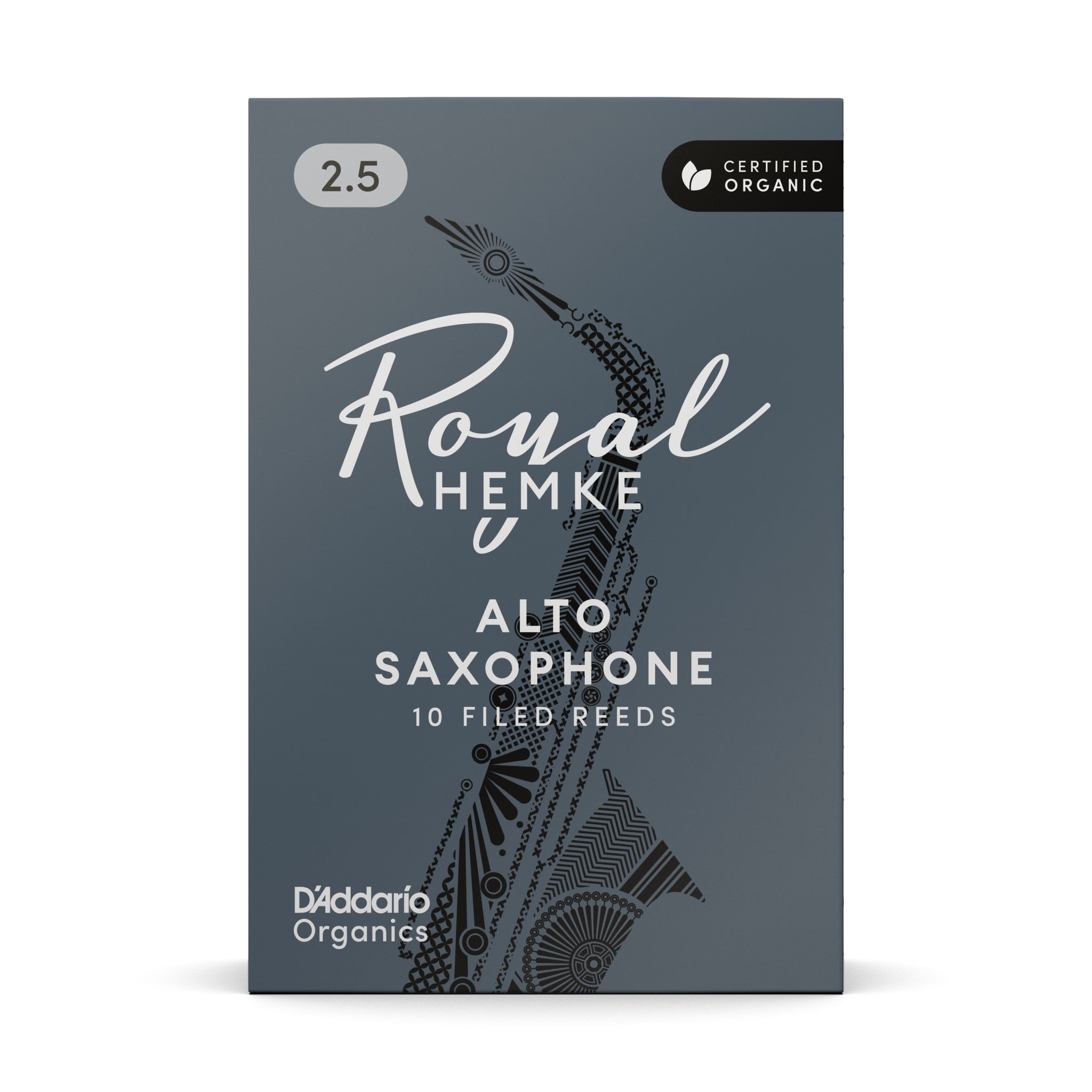 Royal Hemke Organic Alto Saxophone Reeds, Strength 2.5, 10-pack
