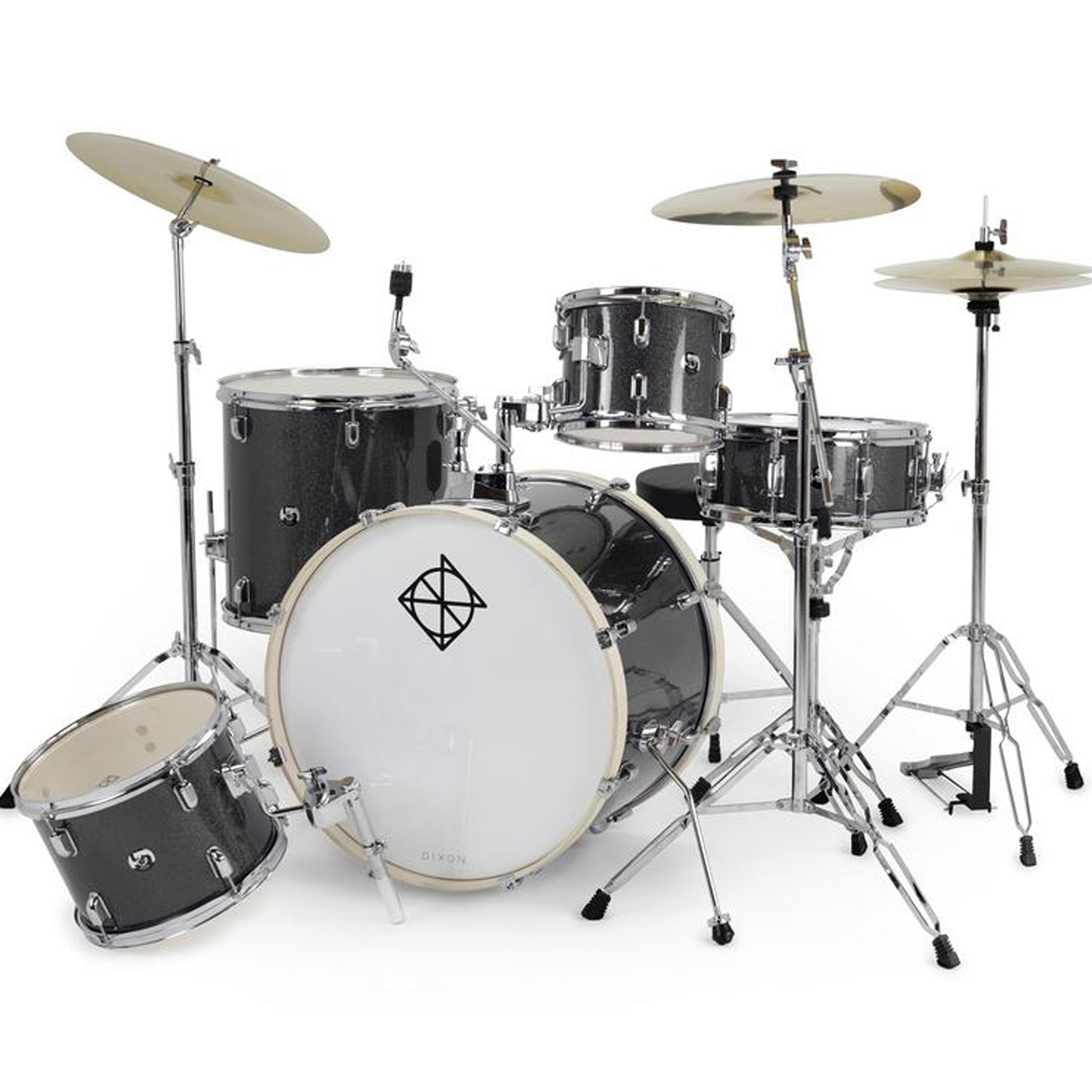 Dixon Spark 5pc Drum Set Misty Black Complete Outfit