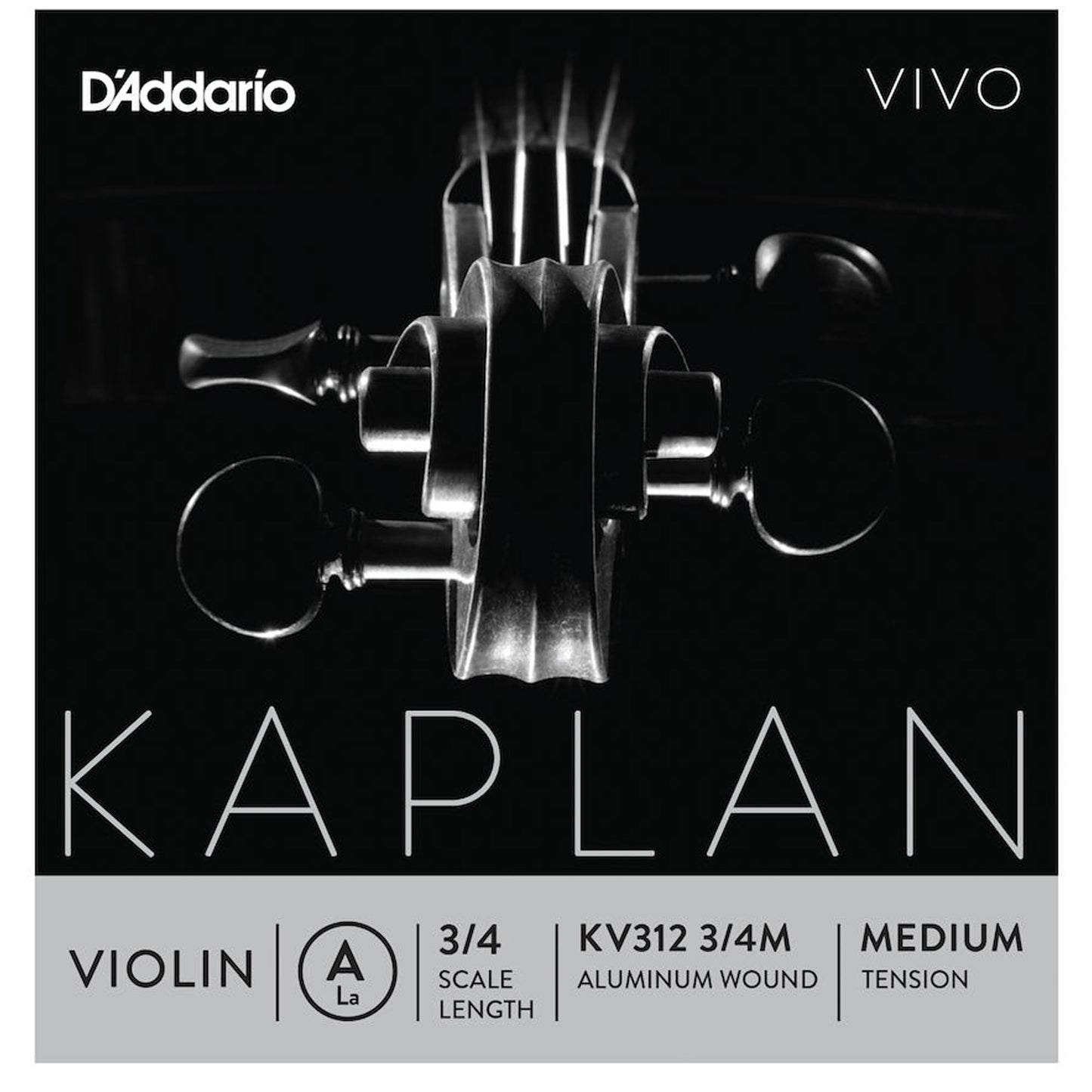 D'Addario Kaplan Vivo Violin A String, 3/4 Scale, Medium Tension