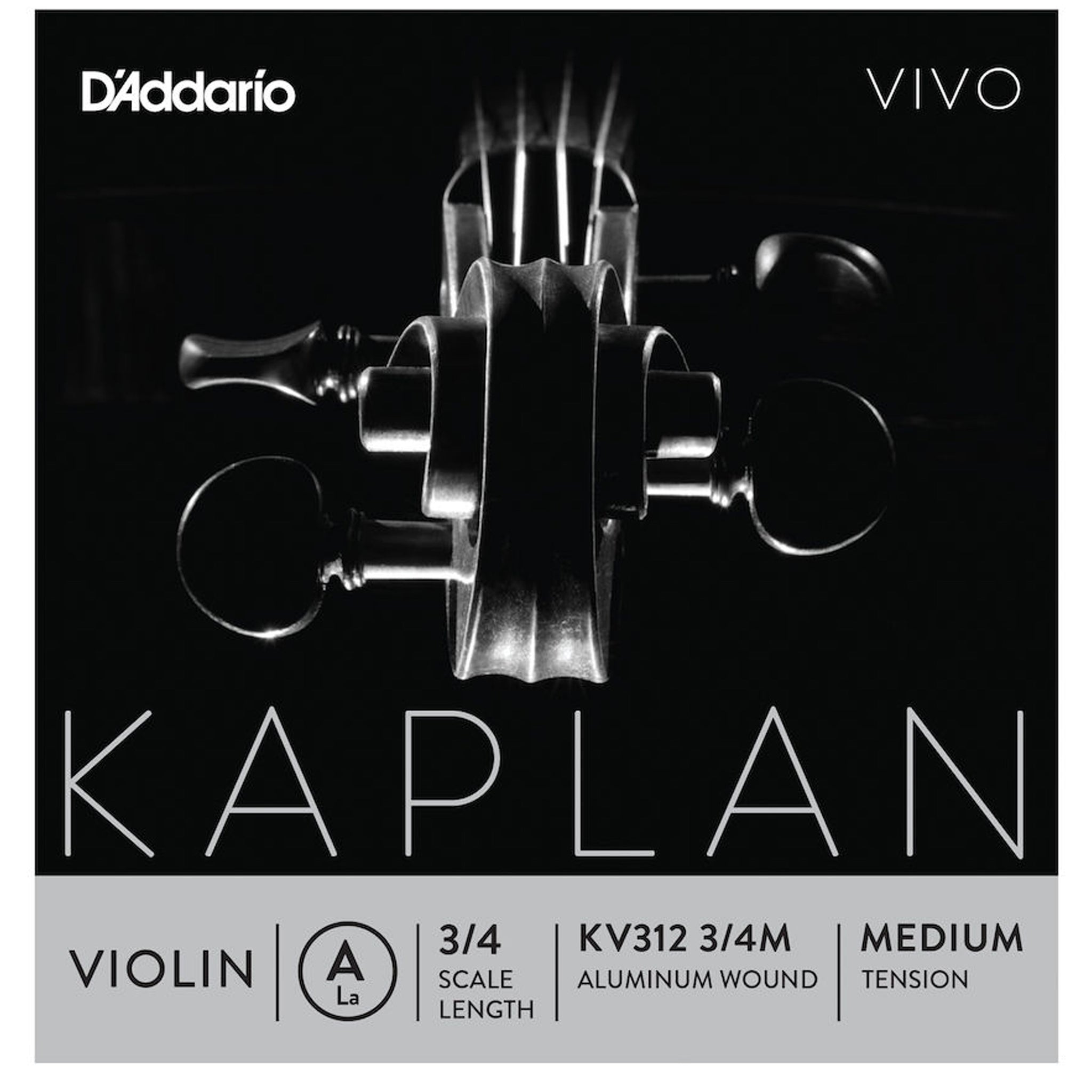 D'Addario Kaplan Vivo Violin A String, 3/4 Scale, Medium Tension