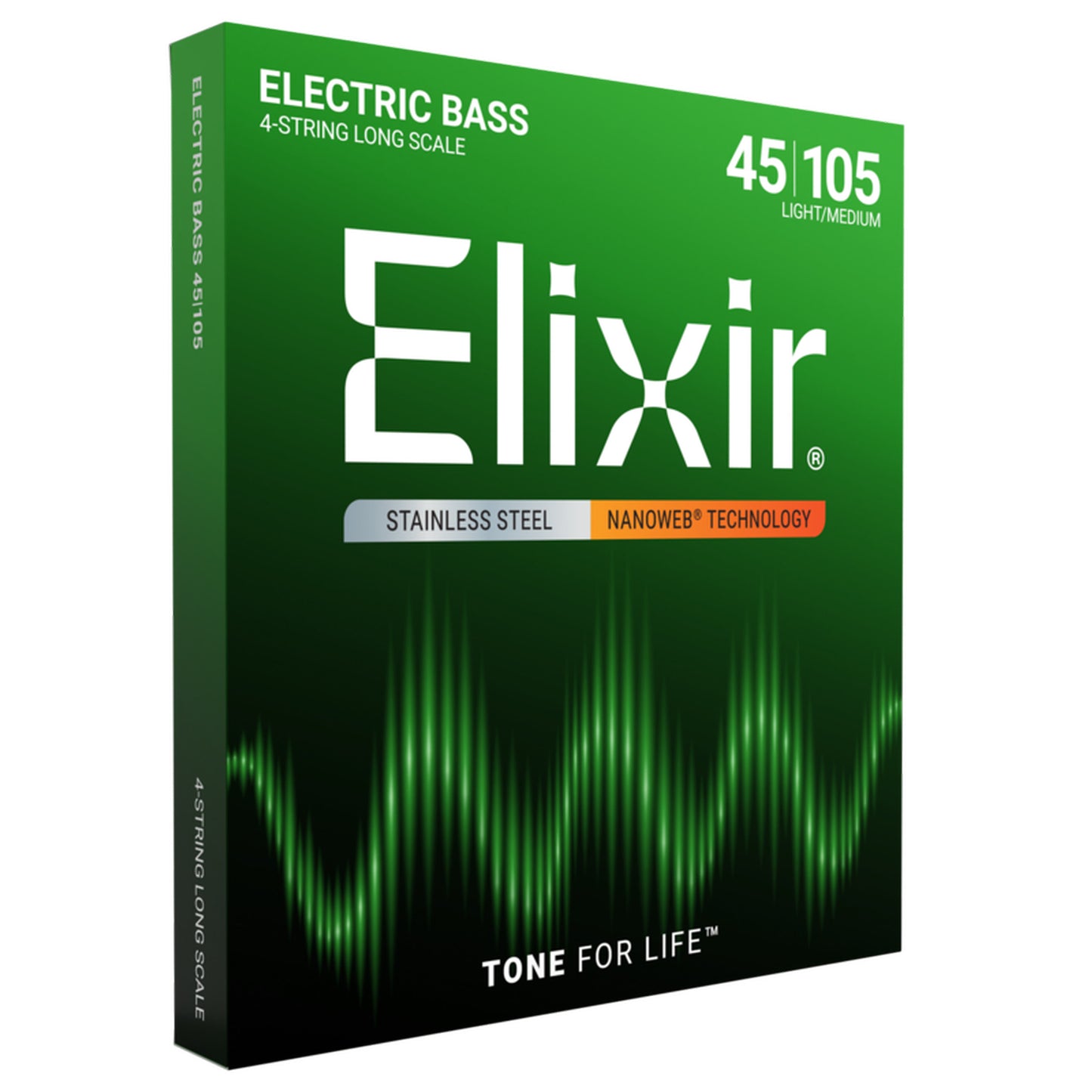 Elixir Stainless Steel 4-String Bass Strings Long Scale Light/Medium (.045-.105)
