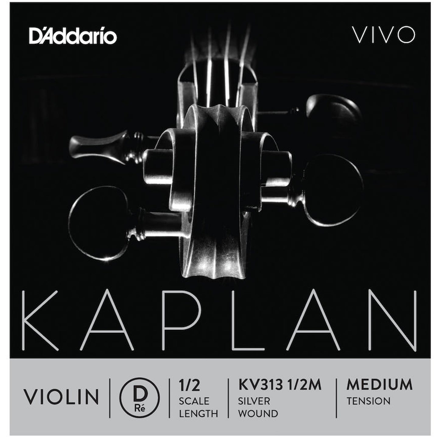 D'Addario Kaplan Vivo Violin D String, 1/2 Scale, Medium Tension
