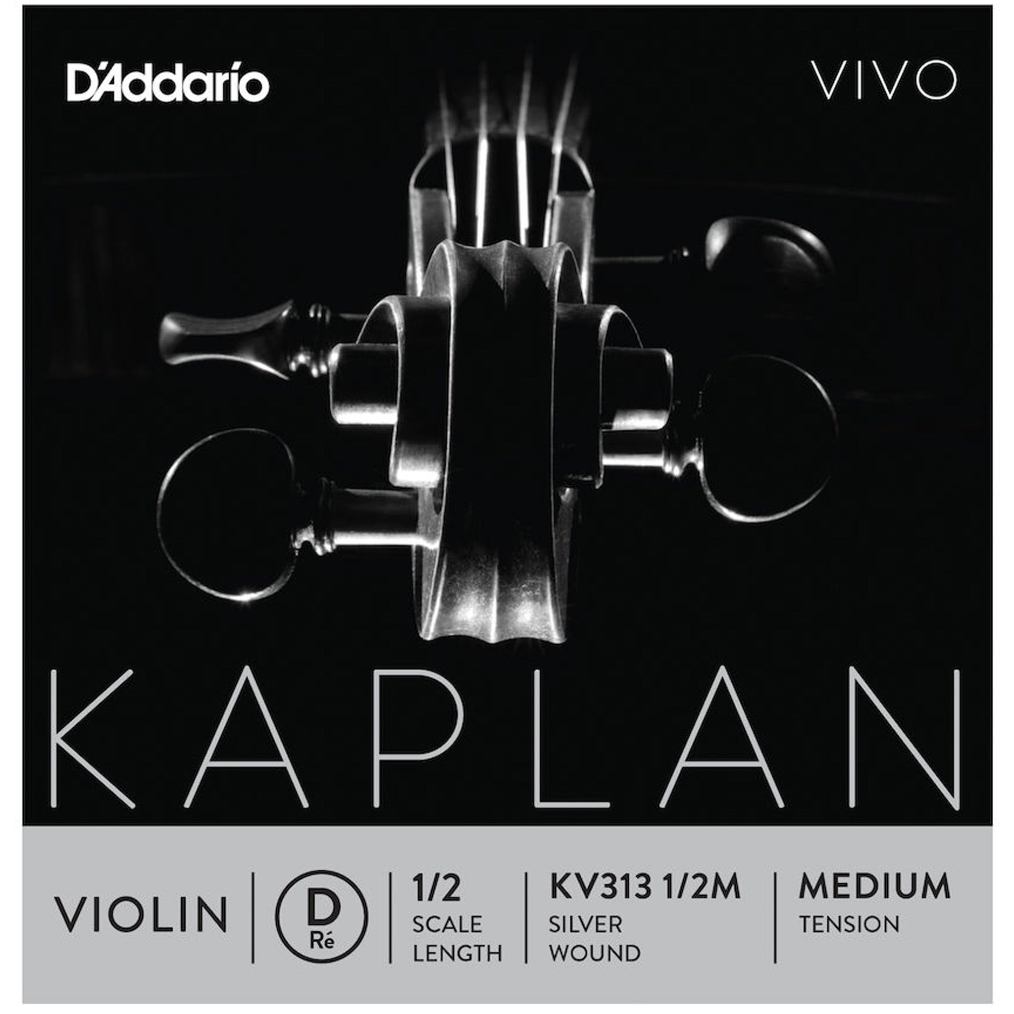 D'Addario Kaplan Vivo Violin D String, 1/2 Scale, Medium Tension