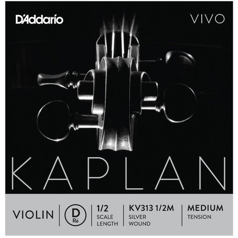 D'Addario Kaplan Vivo Violin D String, 1/2 Scale, Medium Tension