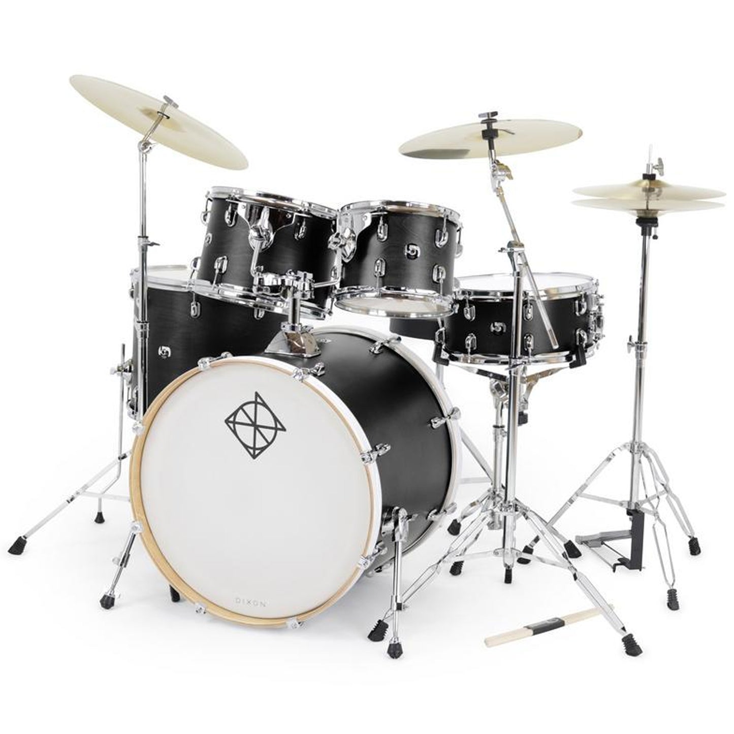 Dixon Spark Birch 5pc Satin Black Acoustic Drum Shell Pack