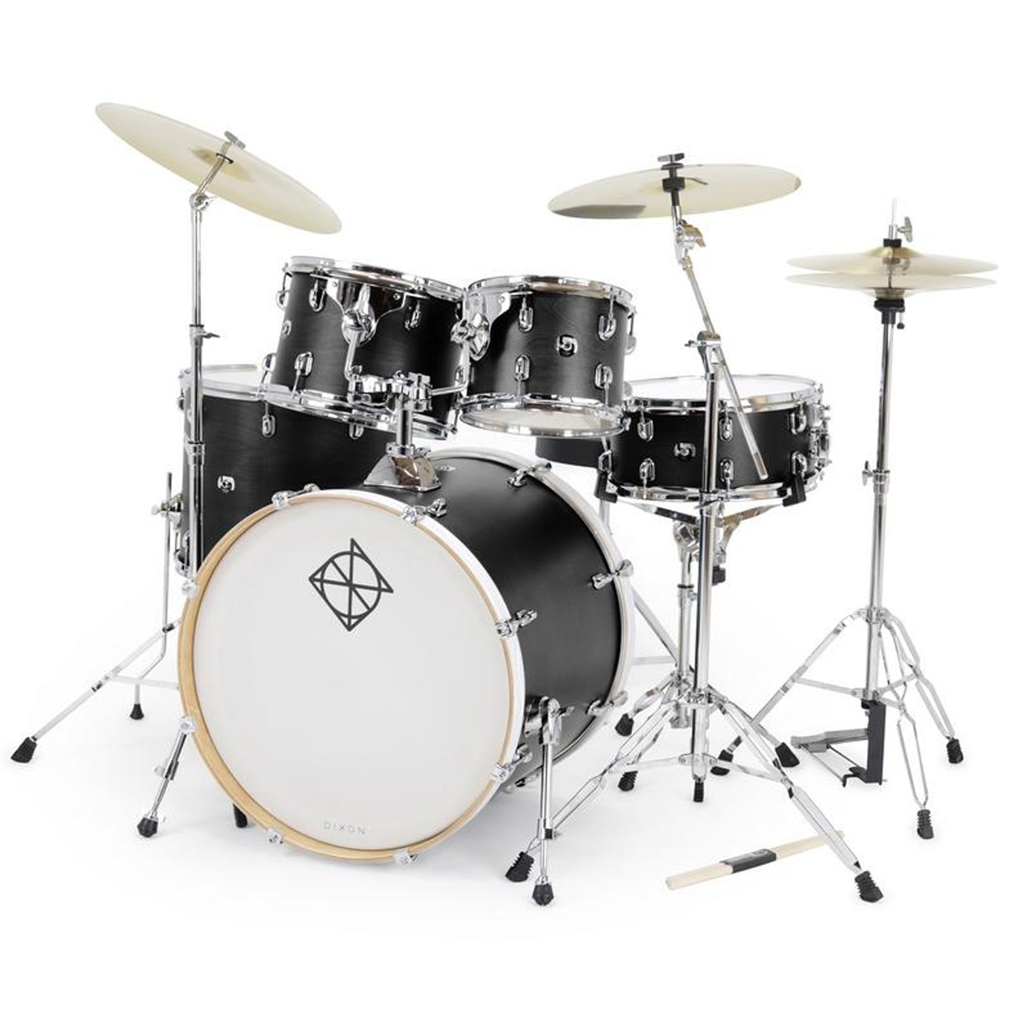 Dixon Spark Birch 5pc Satin Black Acoustic Drum Shell Pack