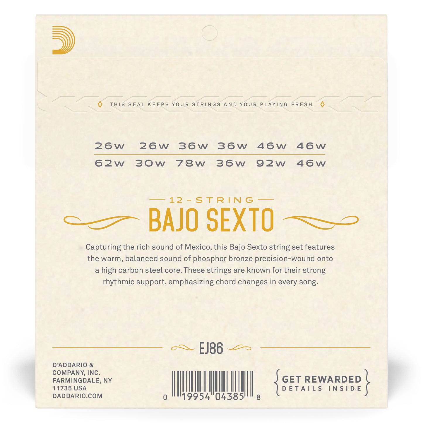 D'Addario EJ86 Bajo Sexto Strings