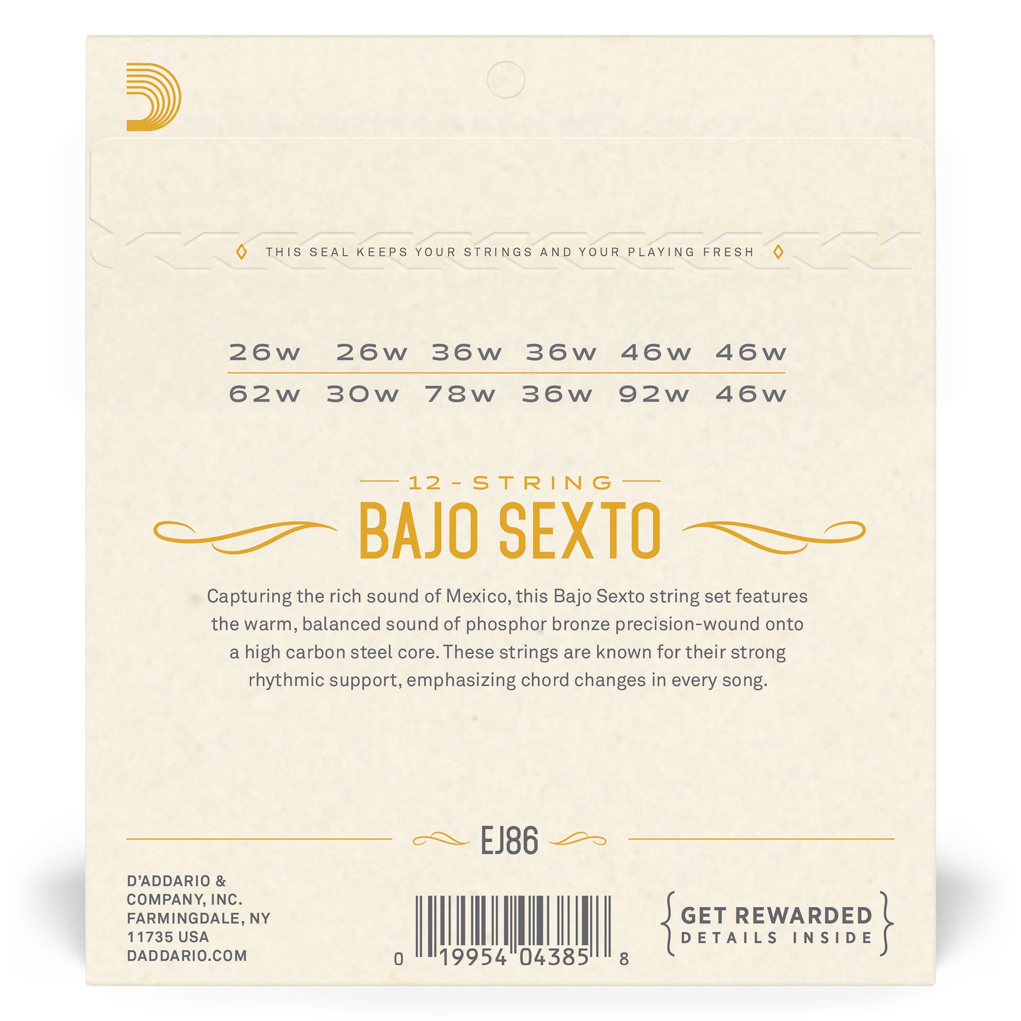 D'Addario EJ86 Bajo Sexto Strings