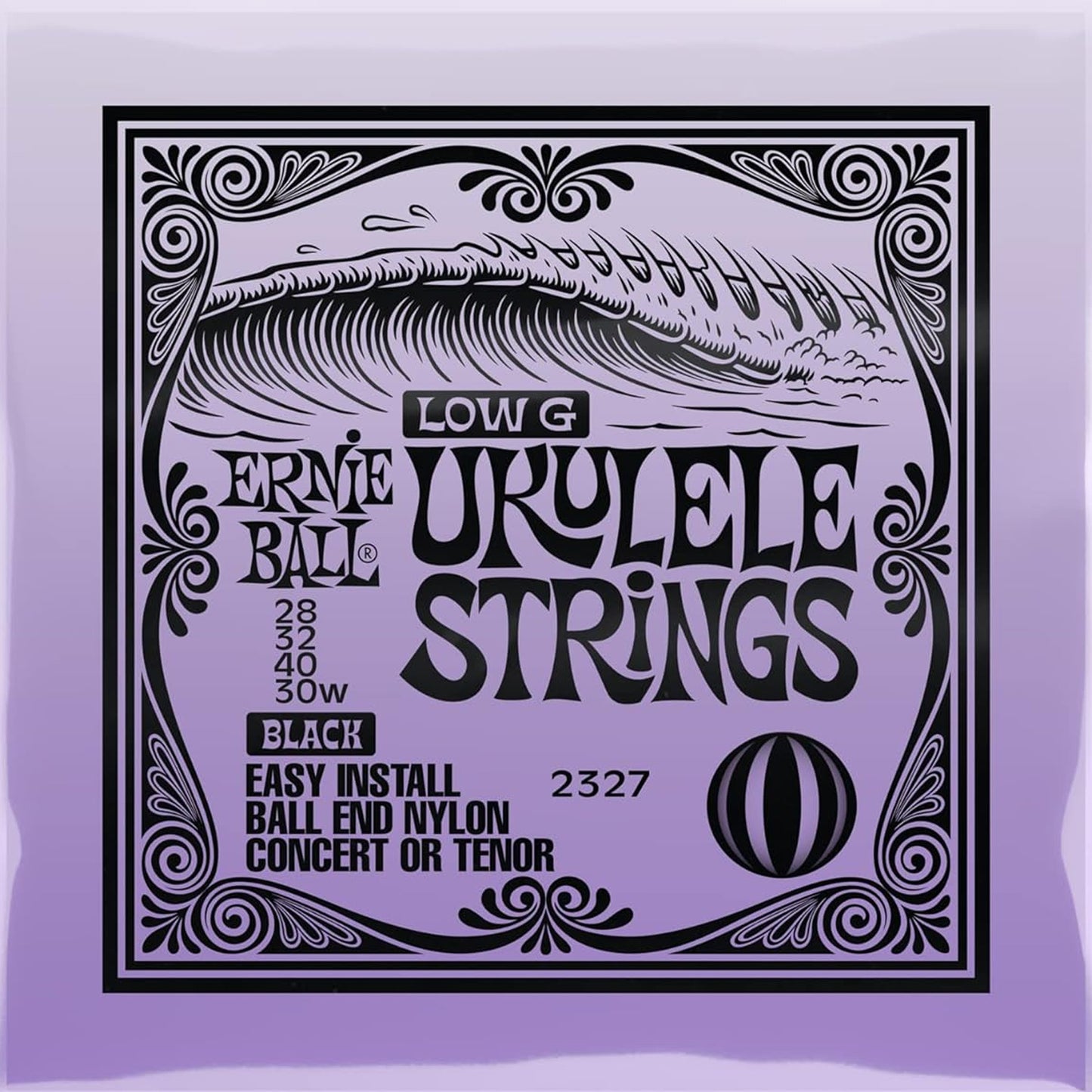Ernie Ball Concert/Tenor Wound Low G Nylon Ball End Ukulele Strings - Black