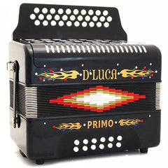 D'Luca Primo Button Accordion 31 Keys 12 Bass on GCF Key with Case and Straps, Black