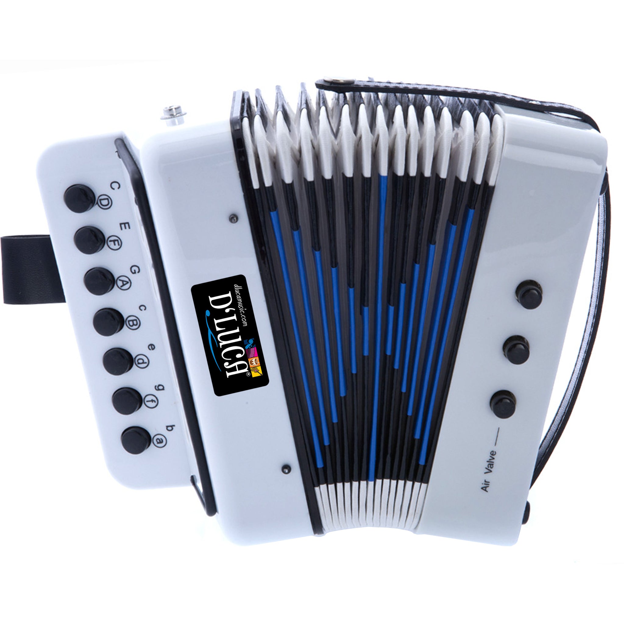 D'Luca Kids Series Button Accordion, White