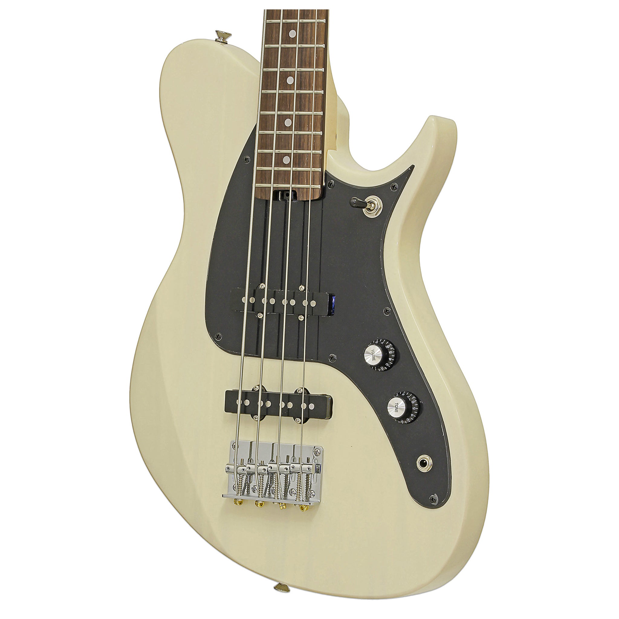 Aria Electric Bass Guitar See Through Vintage White