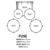 Ludwig Accent FUSE 5pc Acoustic Drum Set Pack Blue Sparkle